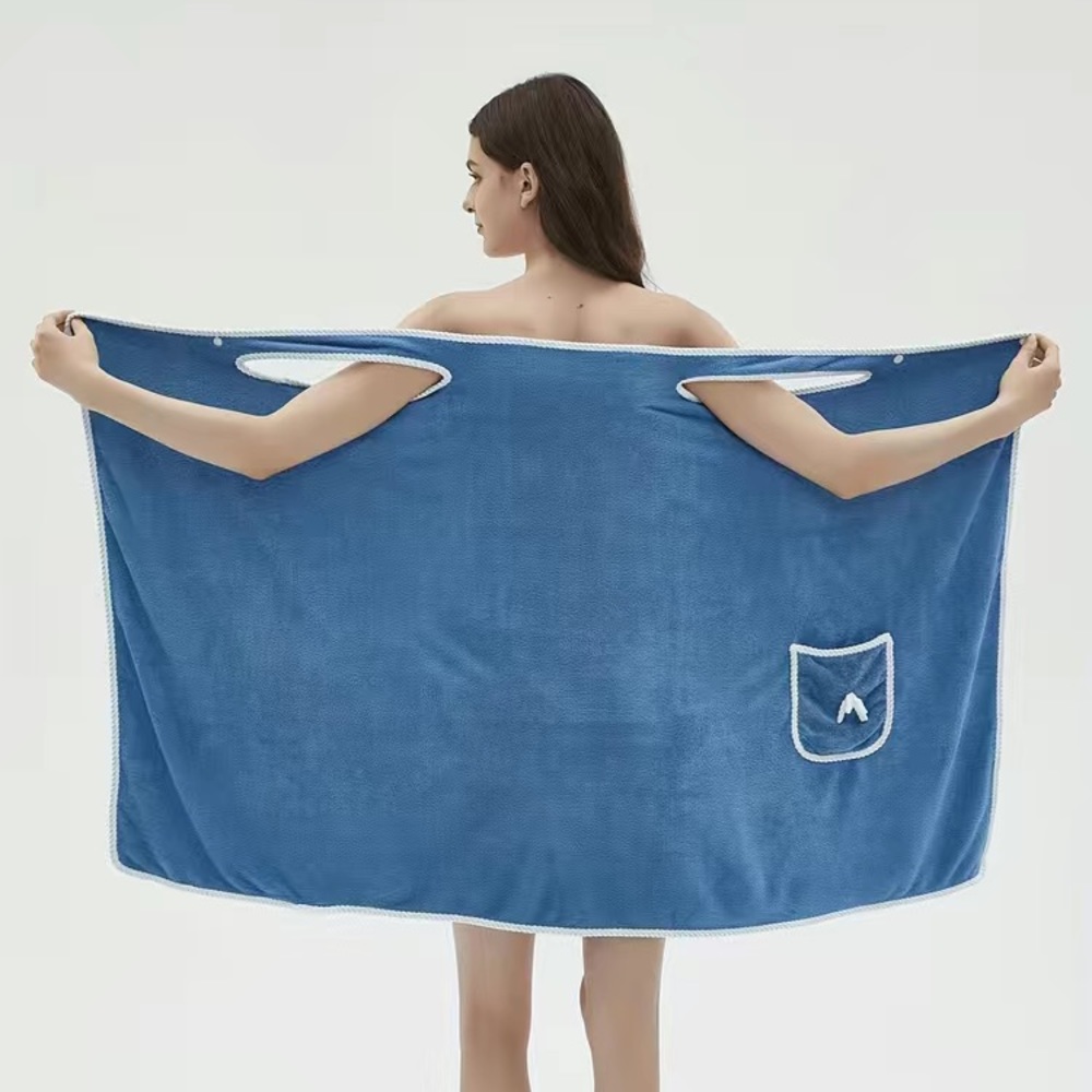 Wearable Bath Wrap Towel  - Blue/Gray L/XL NWT